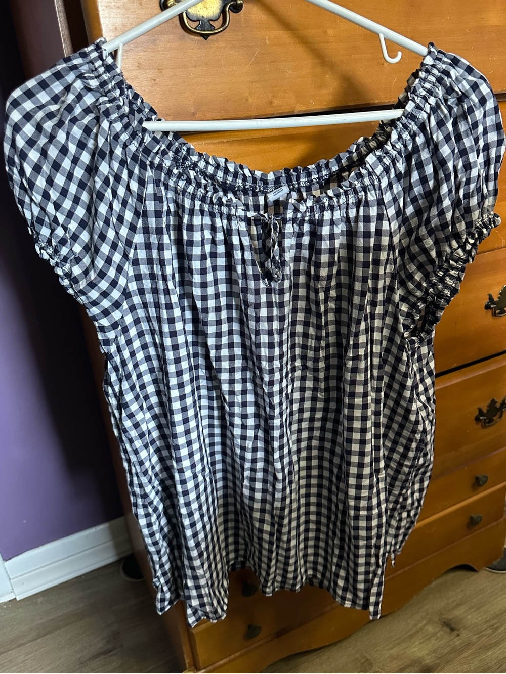 Old Navy Navy and White Gingham Blouse